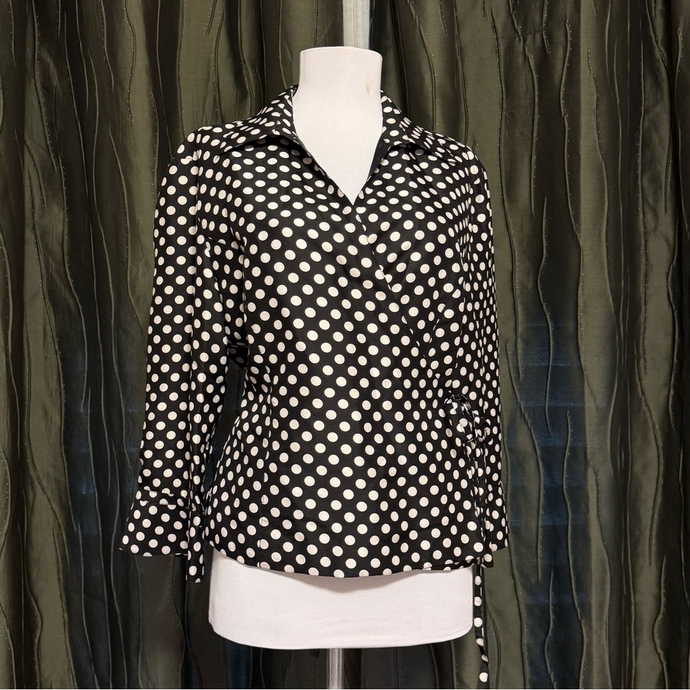 Ann Carson 100% Silk Wrap Around Blouse